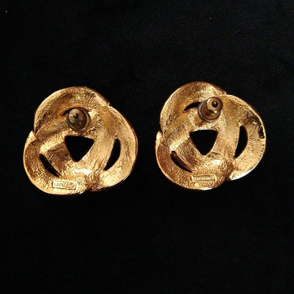 Red Enameled Celtic Knot Earrings by Napier - Picture 2 of 4